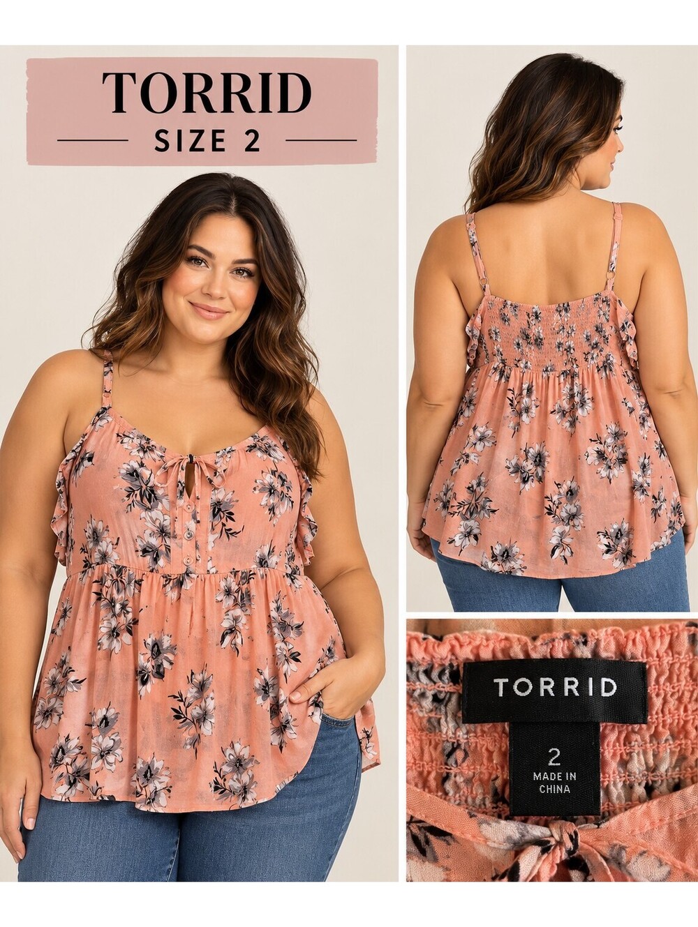 Torrid Size 2 Pink Floral Tank Top